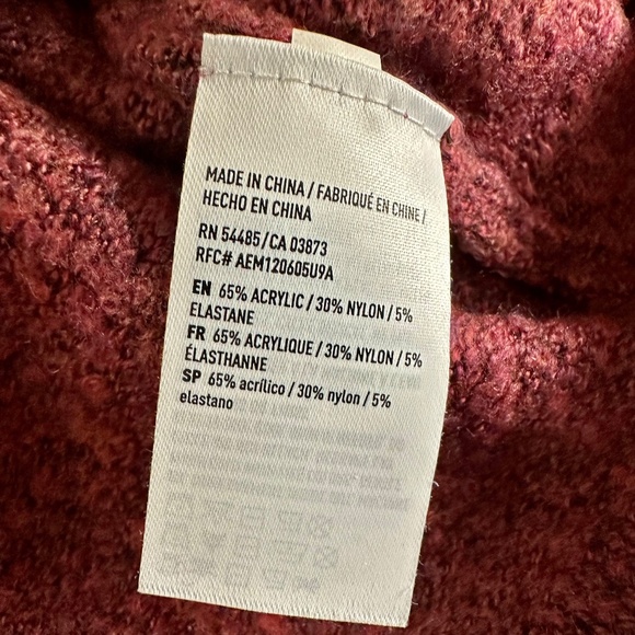 American Eagle Outfitters Women's Burgundy Mix Bell Sleeve Sweater Size M EUC - Picture 7 of 10
